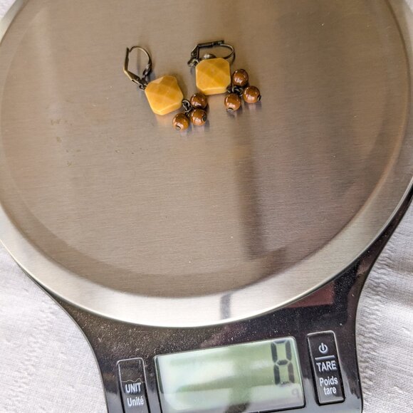 Earring Bundle: Amber/Silver + Red/Yellow Jasper Gemstone Dangle Earrings - Picture 9 of 10